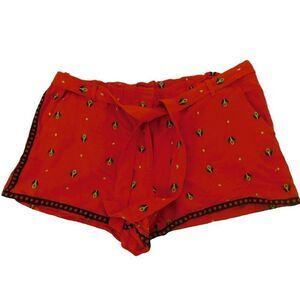 Ann Taylor Loft Womens Red Shorts Short Embroidery‎ Tie Red Size Large